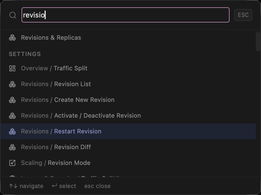 The command palette for keyboard-driven navigation