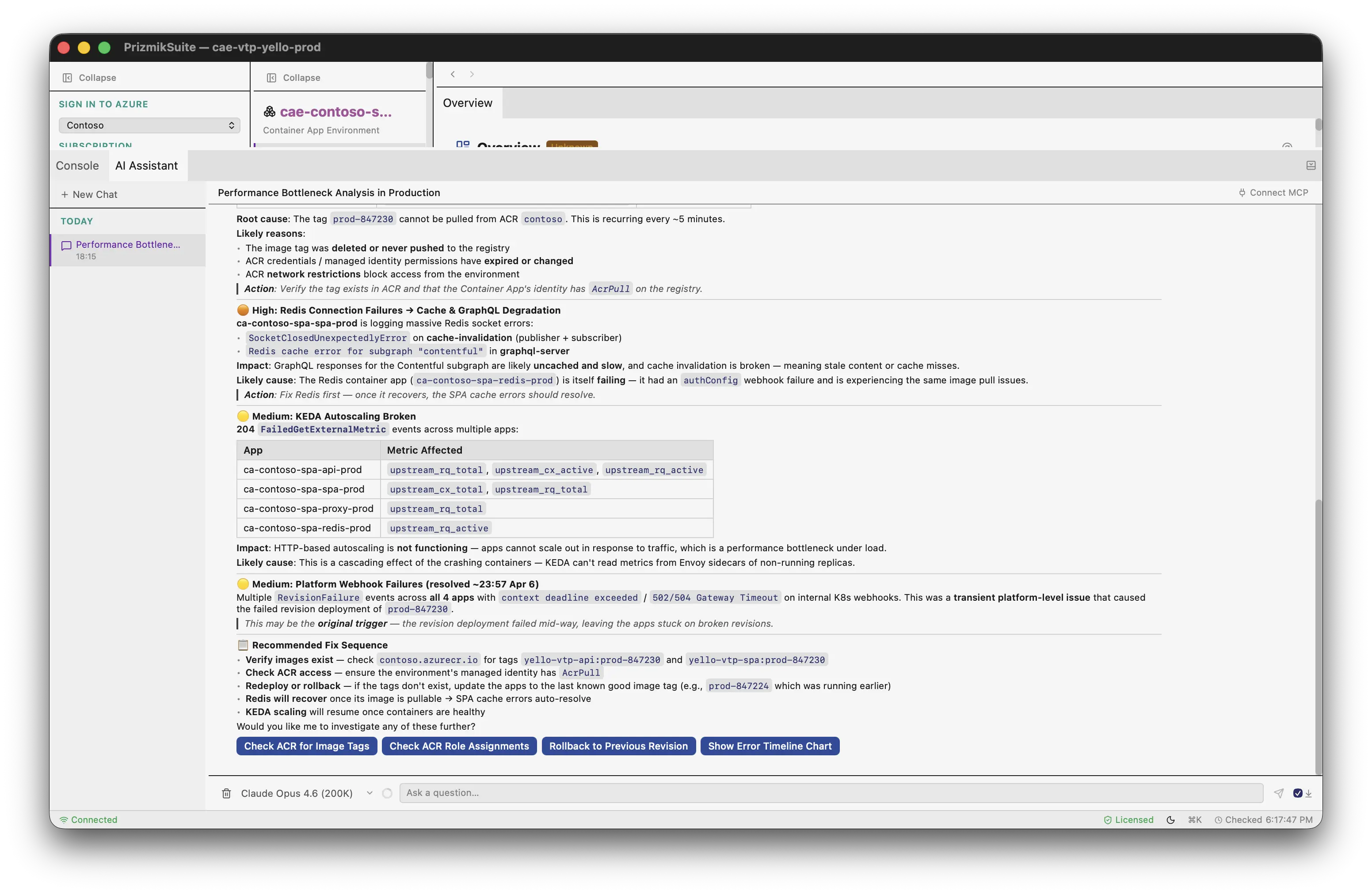 Prizmik AI assistant showing an agentic interaction