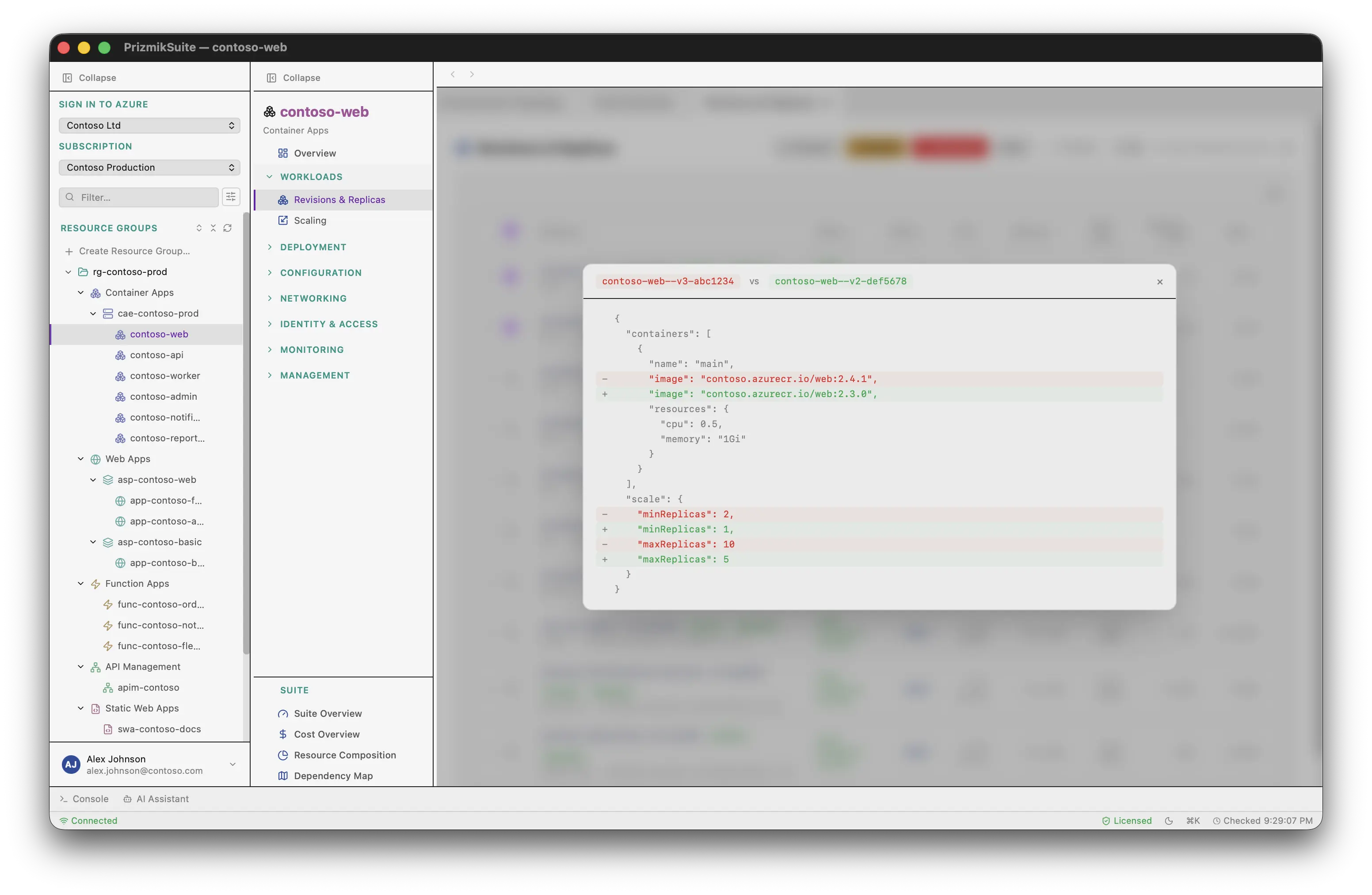 Prizmik's Deployment Diff feature